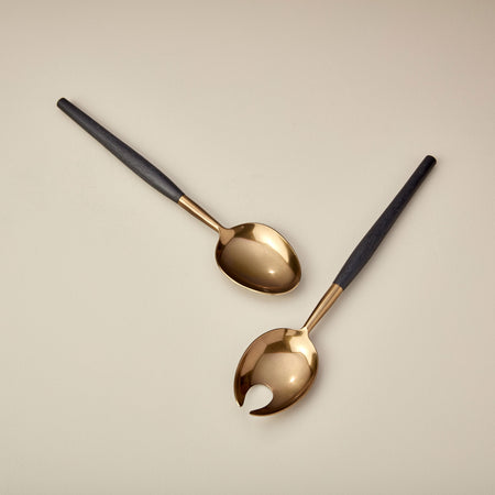 ROX WOOD BRASS SERVER SET