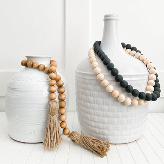 CHARCOAL NAVY WOODEN BEADS