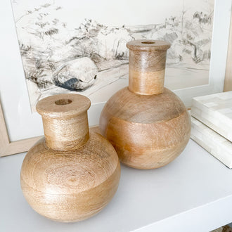 DANA ROUND WOOD VASE