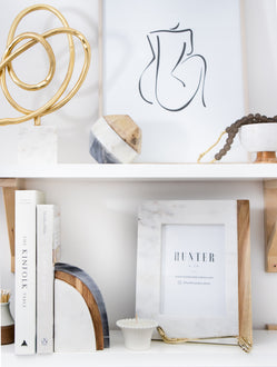 DEMI MARBLE WOOD BOOKEND