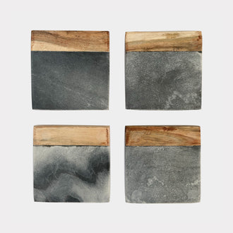 KENT BLACK MARBLE WOOD COASTERS