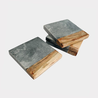 KENT BLACK MARBLE WOOD COASTERS
