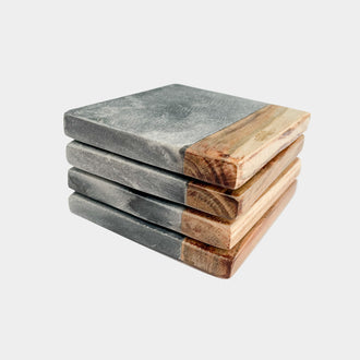 KENT BLACK MARBLE WOOD COASTERS