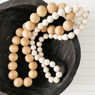 WHITE WASHED NATURAL WOODEN BEADS