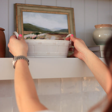 LACE WHITE STONEWARE SERVING DISH