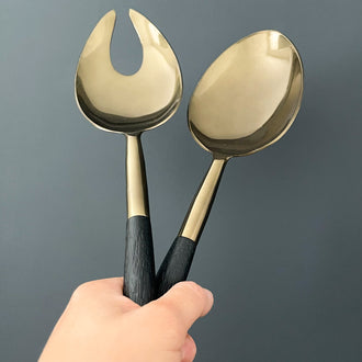 ROX WOOD BRASS SERVER SET