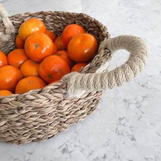 TEJA SEAGRASS BASKETS WITH JUTE WOOL HANDLES
