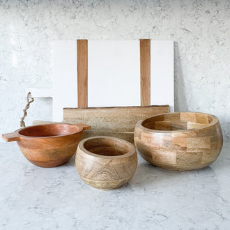 MASEY WOOD BOWL WITH HANDLES