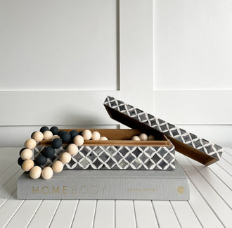 CHARCOAL NAVY WOODEN BEADS