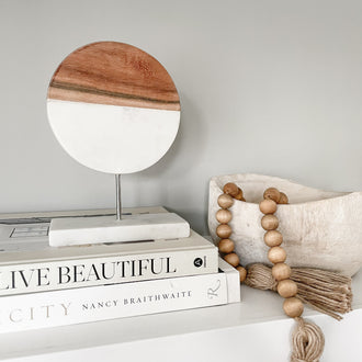 WALNUT WOODEN BEADS WITH JUTE TASSELS